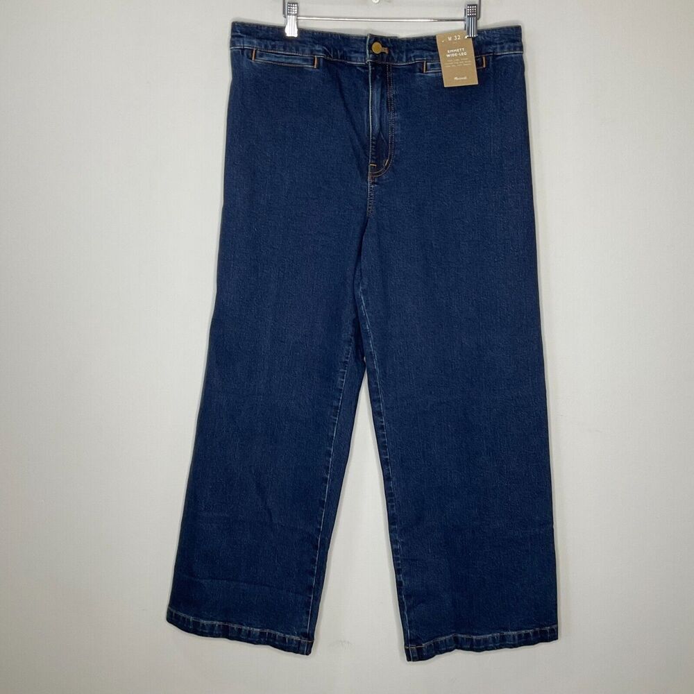 Madewell Womens The Emmett Wide-Leg Full Length Jean Patch Pockets Size 32